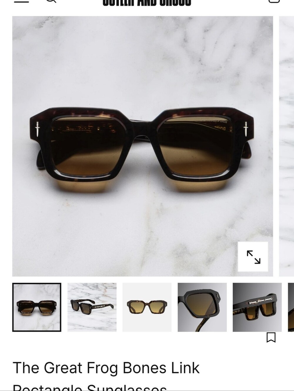 Bones Link Rectangle Sunglasses - Tortoiseshell/Brown - Picture 6 of 9